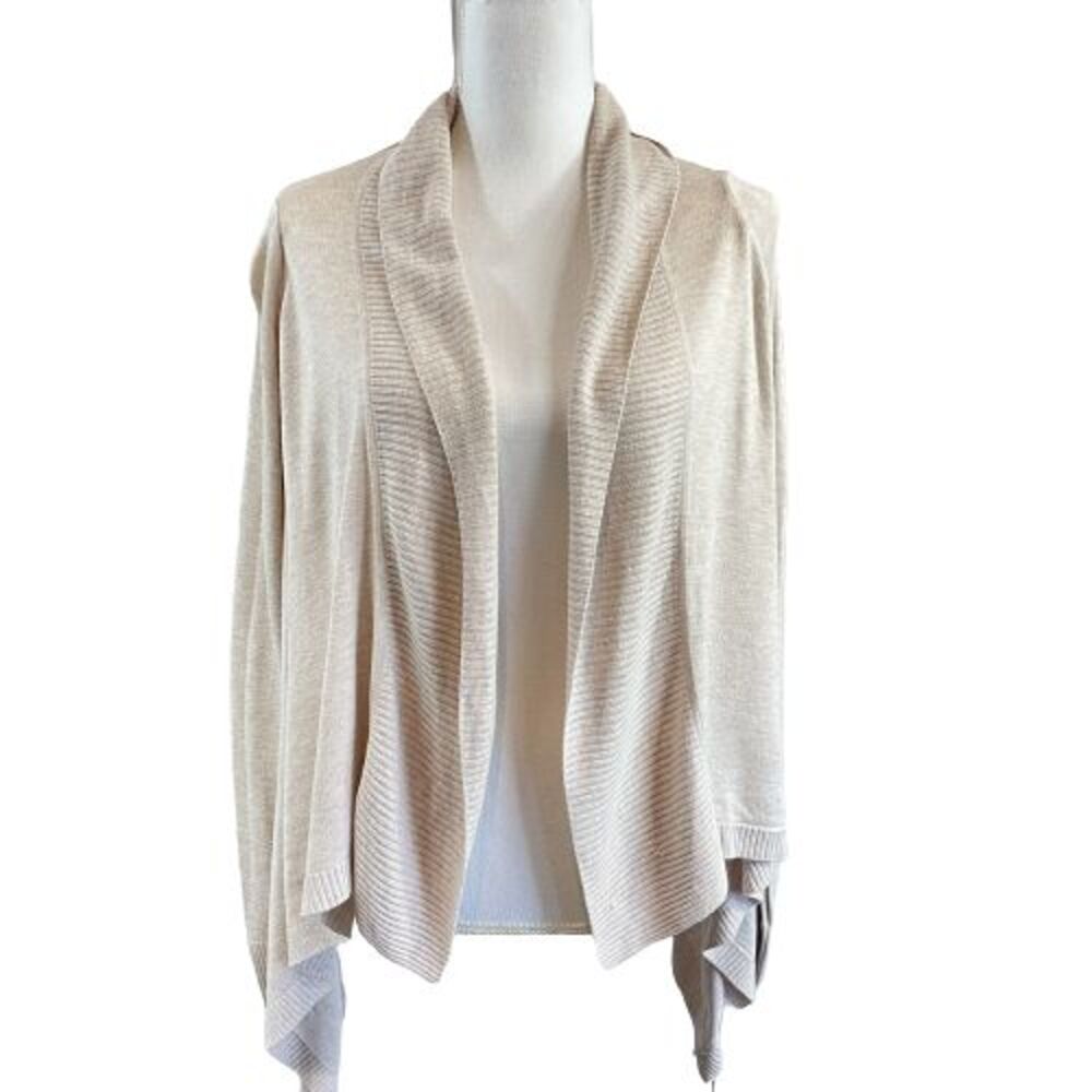 H&M Women's M Medium Beige Asymmetrical Cardigan 100% Viscose